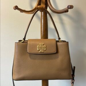 Tory Burch Tan Leather Shoulder Bag with Signature Logo